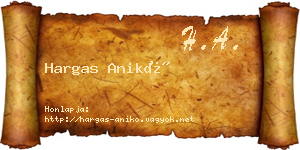 Hargas Anikó névjegykártya